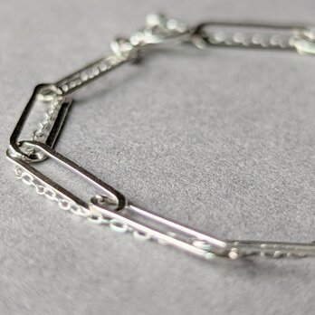 SV925 flat oval twin chain  bracelet ミニマムサマーブレスレット ペアリング可の画像