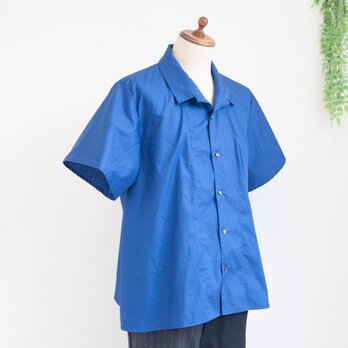 【完全一点物】イタリアンカラーシャツ（コバルトブルー）の画像