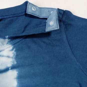 本 藍染め 手絞り ベビー 半袖Tシャツ 男女 コットン100％  90の画像