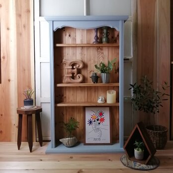 ヴィンテージ ディスプレイチェスト『 Vintage Shelf  』H1050  ブルーグレイの画像