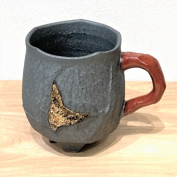 吉田南岳 マグカップ（凍裂金彩＋赤）の画像