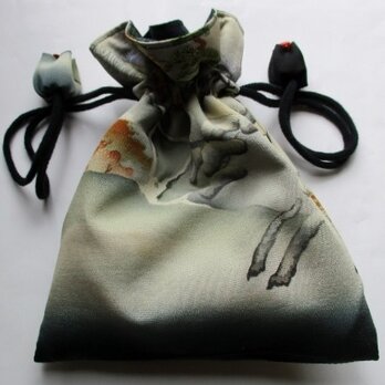 ７１７３　色留袖で作った巾着袋　　＃送料無料の画像
