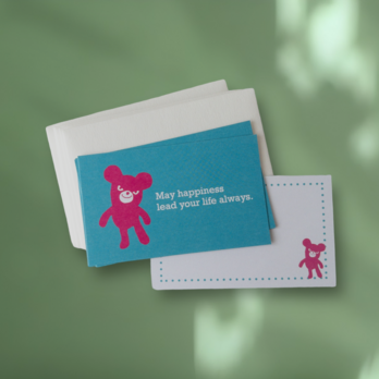 メッセージカード封筒セット（ピンクくま）の画像