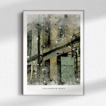 A4【フランス オンフルールの町並み 水彩画】インテリア アートポスター Étape18の画像