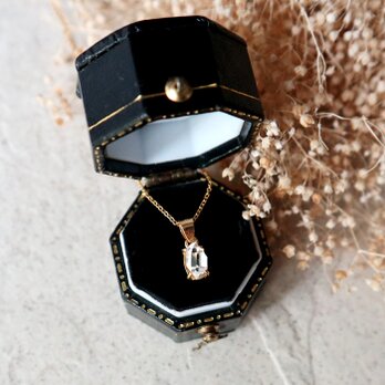 【14kgf】NY産ハーキマーダイヤモンドの一粒ネックレス＊4月誕生石の画像
