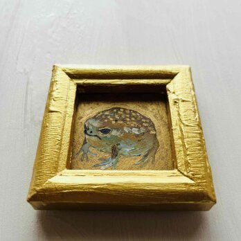 縁起物絵画「世界一可愛い蛙」絵画・原画・油彩・壁掛け　の画像