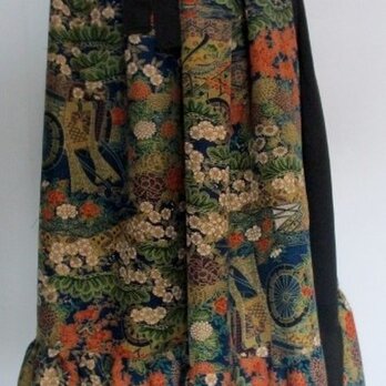 ７１７８　花柄の着物で作ったスカート　＃送料無料の画像