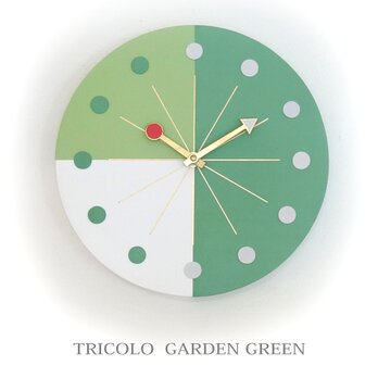 手作りの壁掛け時計　MUU CLOCK TRICOLO (Garden Green) デザイン時計　インテリアの画像