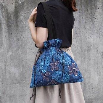 アフリカ布の巾着バッグ（アフリカンプリント）トート 大きめ