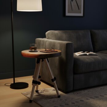 ウッドレジンサイドテーブル(スターリンオレンジ)