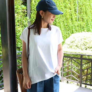 体のラインを拾わない ドルマンスリーブT　ホワイト　0517WHの画像