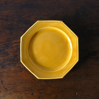 ピション PICHON 黄釉 オクトゴナル 平皿 デザートサイズ ヴィンテージ b 0501131の画像
