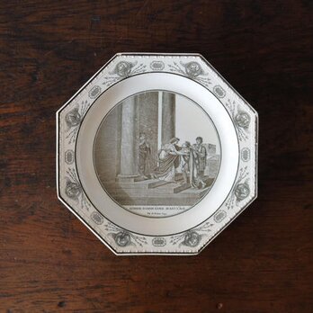 1808-18年 クレイユ グリザイユ オクトゴナル 平皿 フランス アンティーク b 0501220の画像