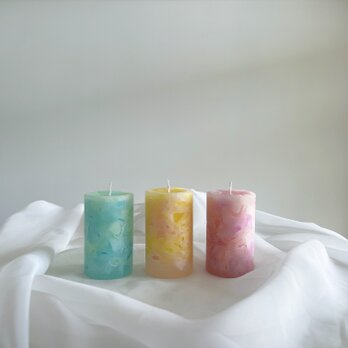 ajisai candle/紫陽花キャンドル/ナチュラルキャンドル/アロマキャンドル/キャンドル/3本セットの画像