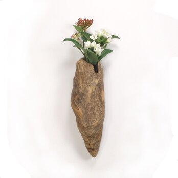 【温泉流木】立派なタケノコ型上質流木の壁掛け花器・一輪挿し 花瓶 木製 流木インテリアの画像