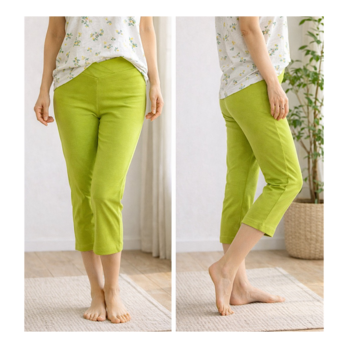 ❤SALE❤穿いている感じがしないスキニーストレートストレッチショートパンツ:7～13号対応！通年使用◎ライムグリーン