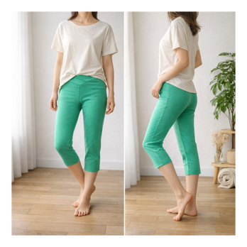 ❤SALE❤穿いている感じがしないスキニーストレートストレッチショートパンツ:7～13号対応！通年使用◎コーラルグリーン