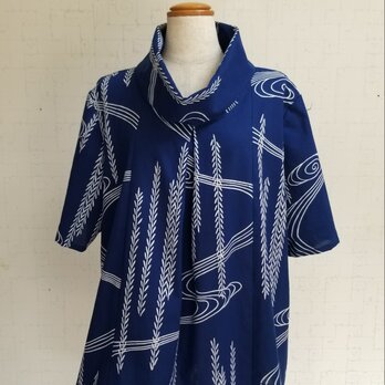 Sale 浴衣リメイク　オフタートルタックブラウス