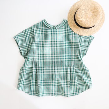 【予約販売／6月21日発送予定】2way tuck & gather blouse (green pepper)の画像