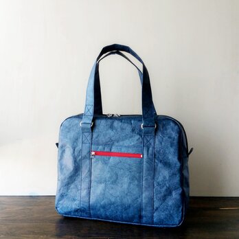 驚くほど軽い　タイベックの通勤バッグ 青  A4サイズの画像