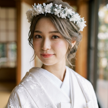 花冠　花かんむり　紫陽花+ユーカリ「シンプルな花かんむり」成人式　卒業式　結婚式　ドレスヘア　振袖　袴　OHANA