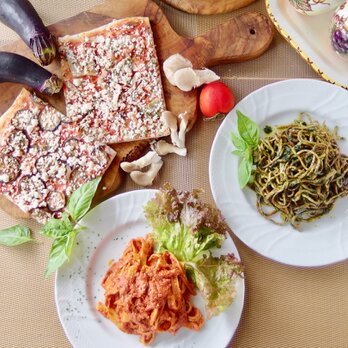 冷製パスタ＆有機野菜の天然酵母ピザセット＜パスタ2食、ピザ2食入＞の画像