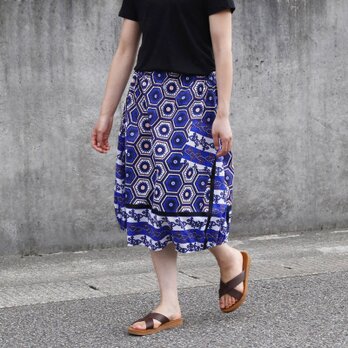 アフリカ布のバルーンスカート（ カンガスカート ）コクーンスカート アフリカ布スカート