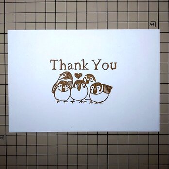 消しゴムはんこ「スズメ・thank you」の画像