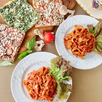 無添加パスタ＆有機野菜の天然酵母ピザセット＜パスタ2食、ピザ3食入＞の画像