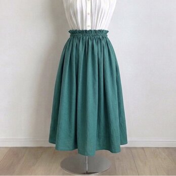 コットンリネン◇グリーン◇ロングギャザースカート