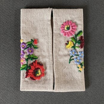 ハンガリー　カロチャの刺繍　ポケットティッシュケースNo.１の画像