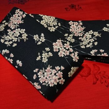 創作帯☆角帯 リバーシブル 桜模様 巾約11cmの画像