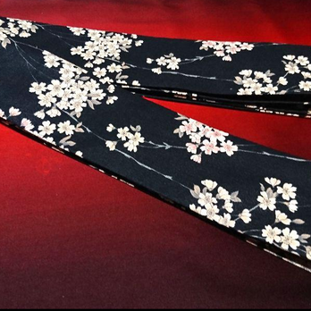 創作帯☆居合帯・半纏帯 リバーシブル 桜模様 巾約7cmの画像