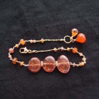 Mixed Stone Bracelet【K14gf】Orange／ブレスレット／タンザニア産 サンストーンの画像