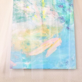Johari’s window  白　レース　ブルー　抽象画　現代アートの画像