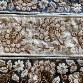 サマーセール！　50cm×3色セット　インド刺繍リボン　3色セット　綿の画像