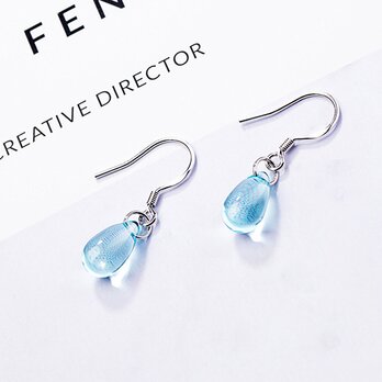 ピアス レディース フック シルバー925 金属アレルギー対応 揺れる 雫 ドロップ クリア ブルー 仕事 プレゼント