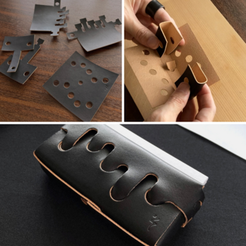 手作りキット│名刺・カード入れ【黒こげサンドver. 】革 ログウッド染め 草木染め カット済 道具不要の画像