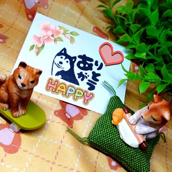 消しゴムはんこ「ハスキー犬・ありがとう」の画像