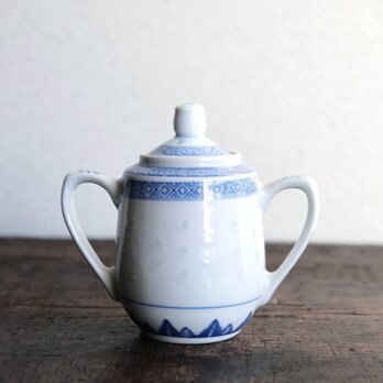 素敵なフォルム◇中国景徳鎮　蛍焼　シュガーポット　茶器　チャイナレトロ　シノワズリの画像