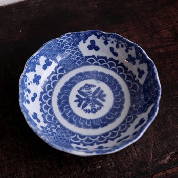 【少しアウトレット品】青で可愛い◇伊万里　花文印判膾皿　antiques 骨董　丁寧な暮らしにの画像