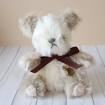 こぎん刺しのパンダのぬいぐるみ　ミルクティーパンダ