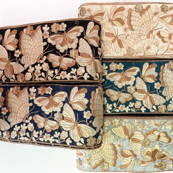 サマーセール　１００ｃｍ×５種類　幅１２ｃｍ　蝶　インド刺繍リボン　綿の画像