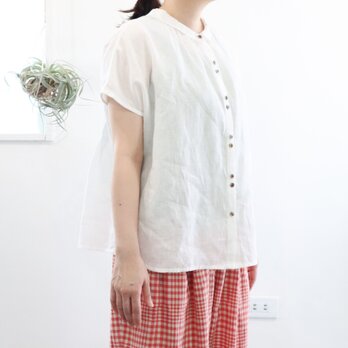 2way tuck & gather blouse (white/linen)の画像