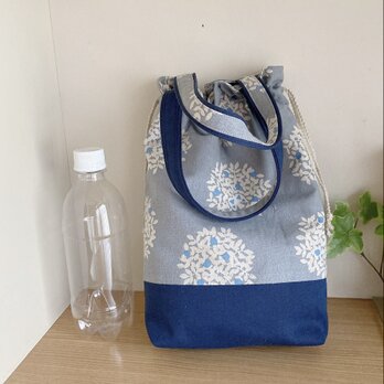 保温保冷シート付き巾着型エコバッグ（葉っぱとちょうちょ）