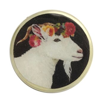 レジンシャンクボタン 花冠のやぎ ブラック JK ◎ 動物 アニマル B-2093　山羊の画像