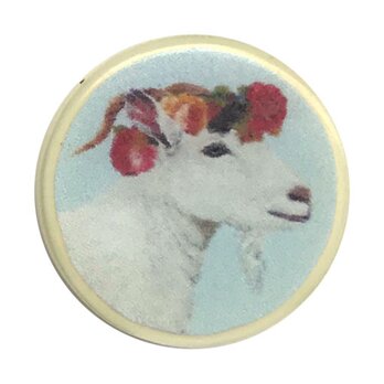 レジンシャンクボタン 花冠のやぎ アイスブルー JK ◎ 動物 アニマル  B-2092　山羊の画像