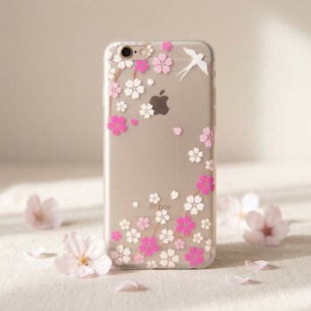 ＜Androidソフト＞クリアスマホケース【燕と桜】