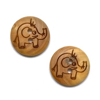 ドイツ製 ウッドボタン 焼き印 ぞうさん2個 JK 象 　動物 　B-2434　エレファント  木製ボタンの画像