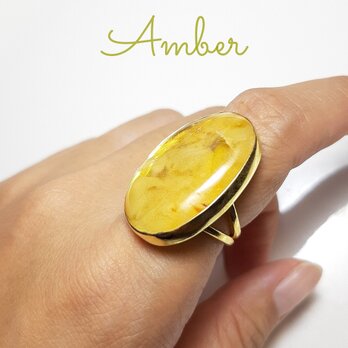 最新作☆『AMBER 琥珀』の世界でひとつの天然石リングの画像